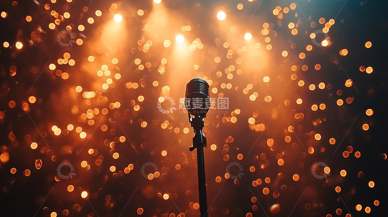 高清大图下载【趣麦麦图】舞台灯光下的麦克风