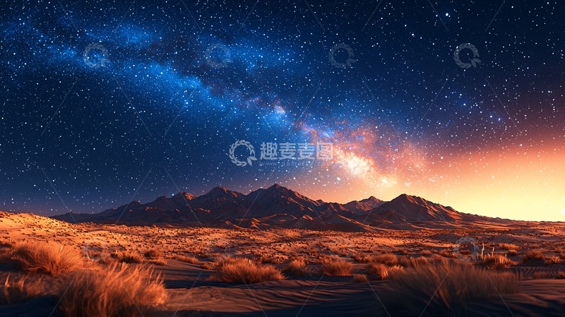 高清大图下载【趣麦麦图】星空下的山脉