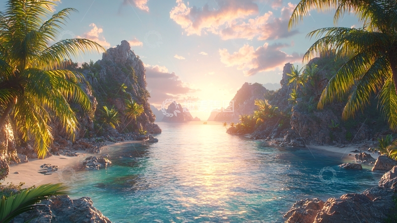 高清大图下载【趣麦麦图】热带海滩日落美景