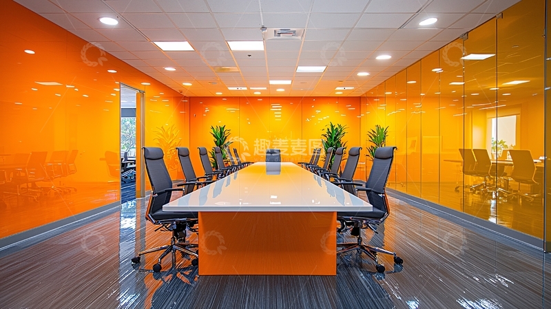 高清大图下载【趣麦麦图】明亮橙色现代会议室