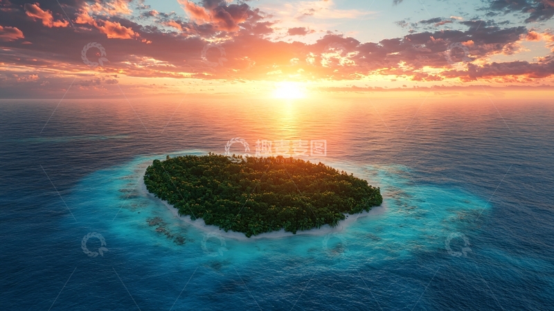 高清大图下载【趣麦麦图】热带岛屿日落美景