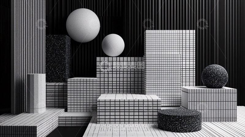 高清大图下载【趣麦麦图】黑白几何抽象