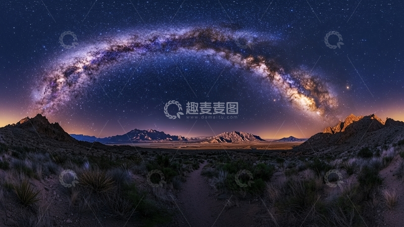 高清大图下载【趣麦麦图】壮丽银河横跨夜空山脉