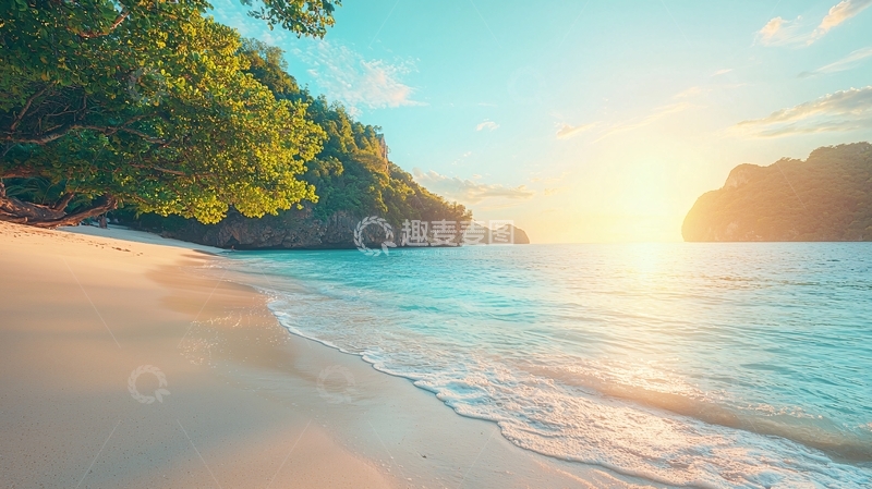 高清大图下载【趣麦麦图】热带海滩日落