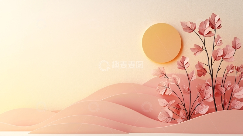 高清大图下载【趣麦麦图】粉色花朵简约背景