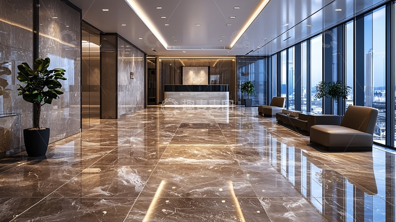 高清大图下载【趣麦麦图】现代化大理石地面商务大堂
