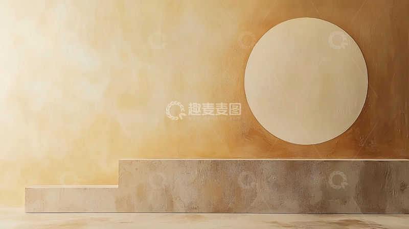 高清大图下载【趣麦麦图】米色背景上的圆形和台阶