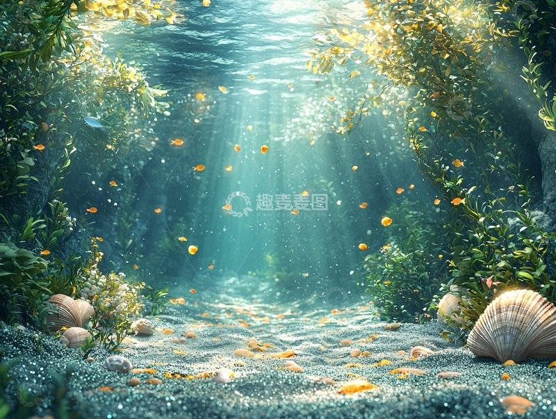 高清大图下载【趣麦麦图】阳光透过水面的海底世界