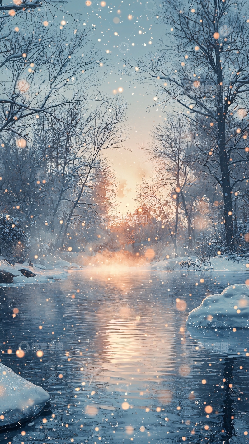 高清大图下载【趣麦麦图】冬日雪景河流