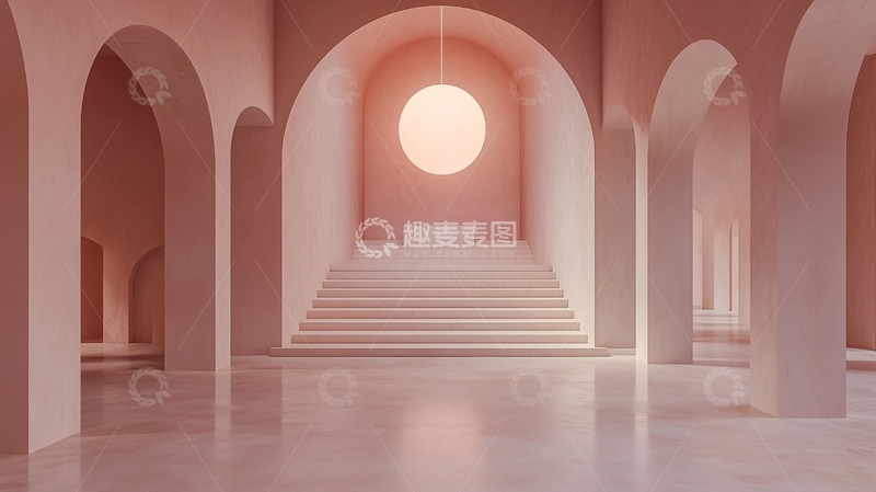 高清大图下载【趣麦麦图】粉色拱门建筑室内