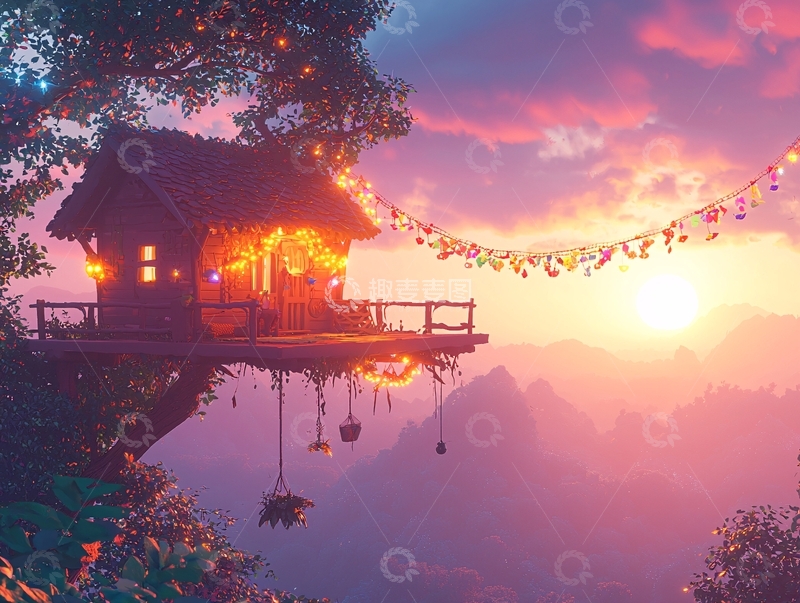 高清大图下载【趣麦麦图】树上的小屋