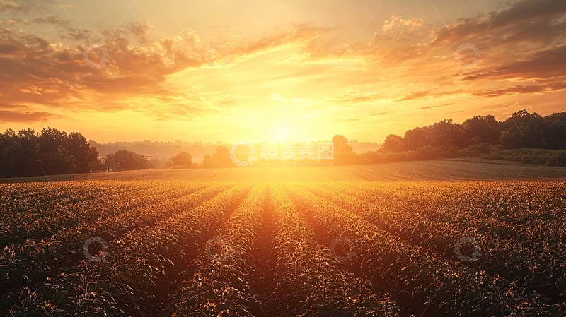 高清大图下载【趣麦麦图】田野日出