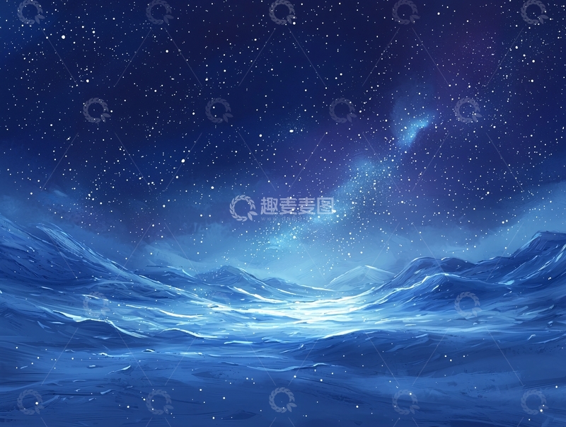 高清大图下载【趣麦麦图】极寒冰雪星球夜景