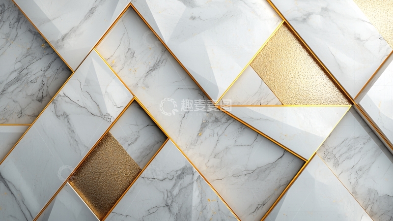 高清大图下载【趣麦麦图】几何纹理大理石金边背景