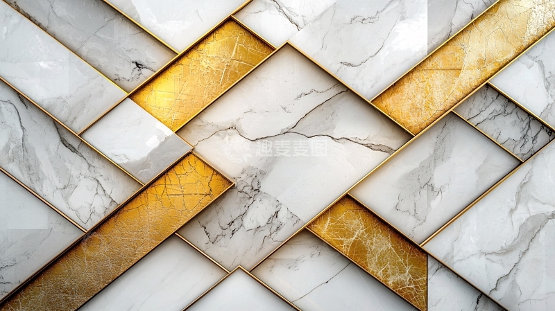 高清大图下载【趣麦麦图】黄金与大理石几何纹理
