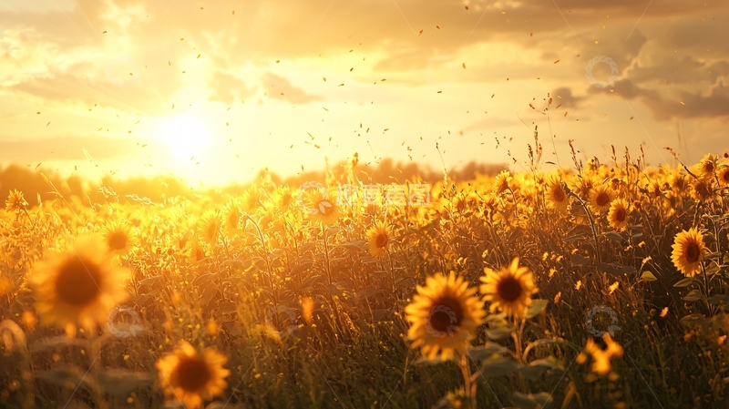 高清大图下载【趣麦麦图】金灿灿的向日葵田野