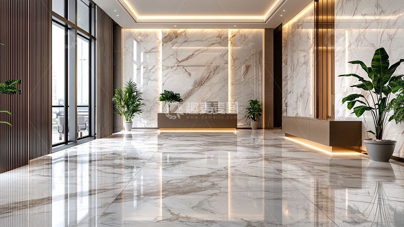 高清大图下载【趣麦麦图】现代化大理石酒店大堂