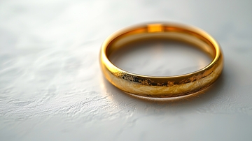光滑的黄金戒指特写