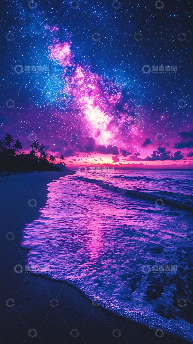 高清大图下载【趣麦麦图】星空海岸