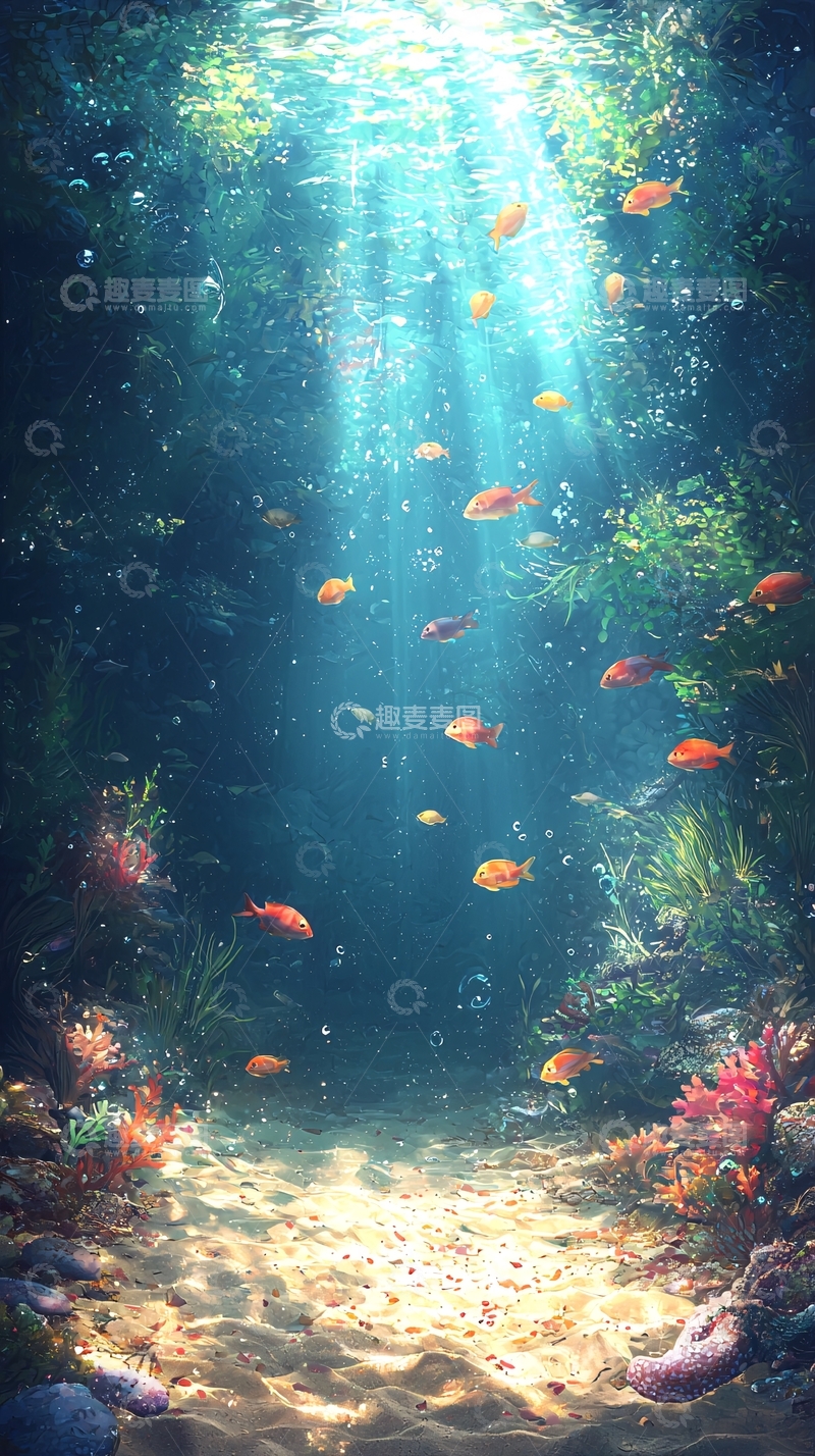高清大图下载【趣麦麦图】水下世界阳光照耀