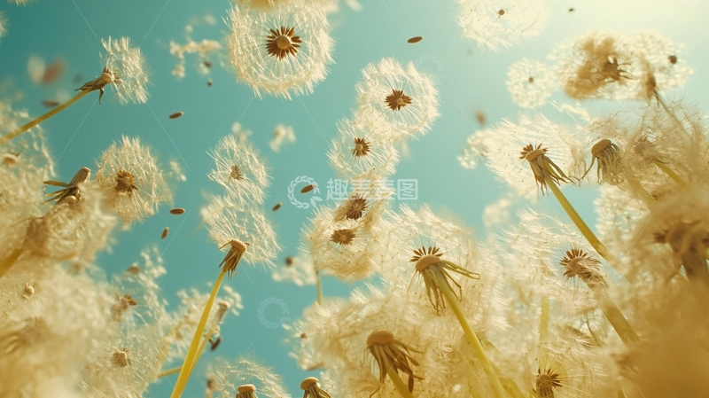 高清大图下载【趣麦麦图】蒲公英种子飞扬