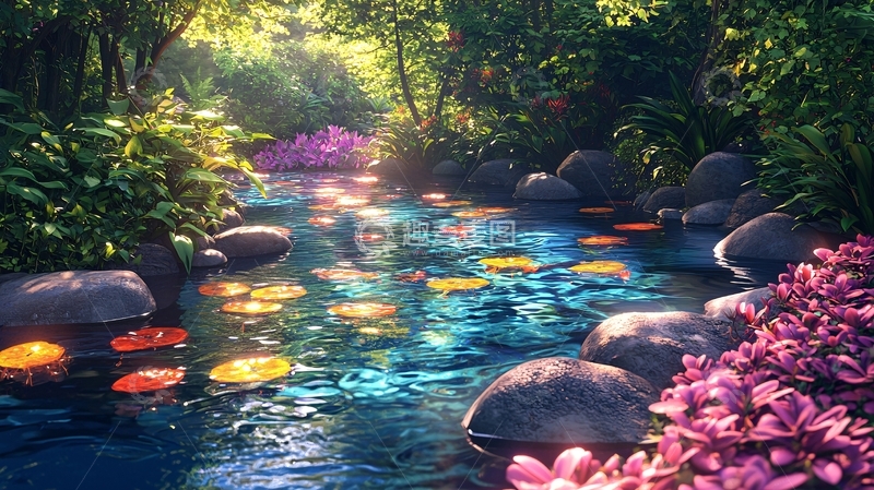 高清大图下载【趣麦麦图】奇幻森林小溪