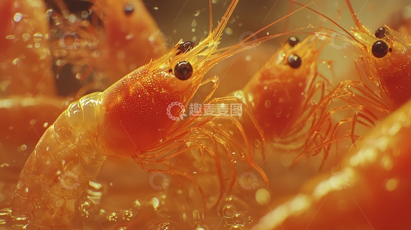 高清大图下载【趣麦麦图】橙色透明虾群特写
