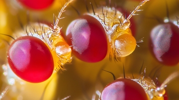 显微镜下的红色果蝇眼睛