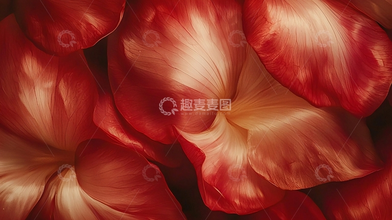 高清大图下载【趣麦麦图】红白相间的花瓣特写