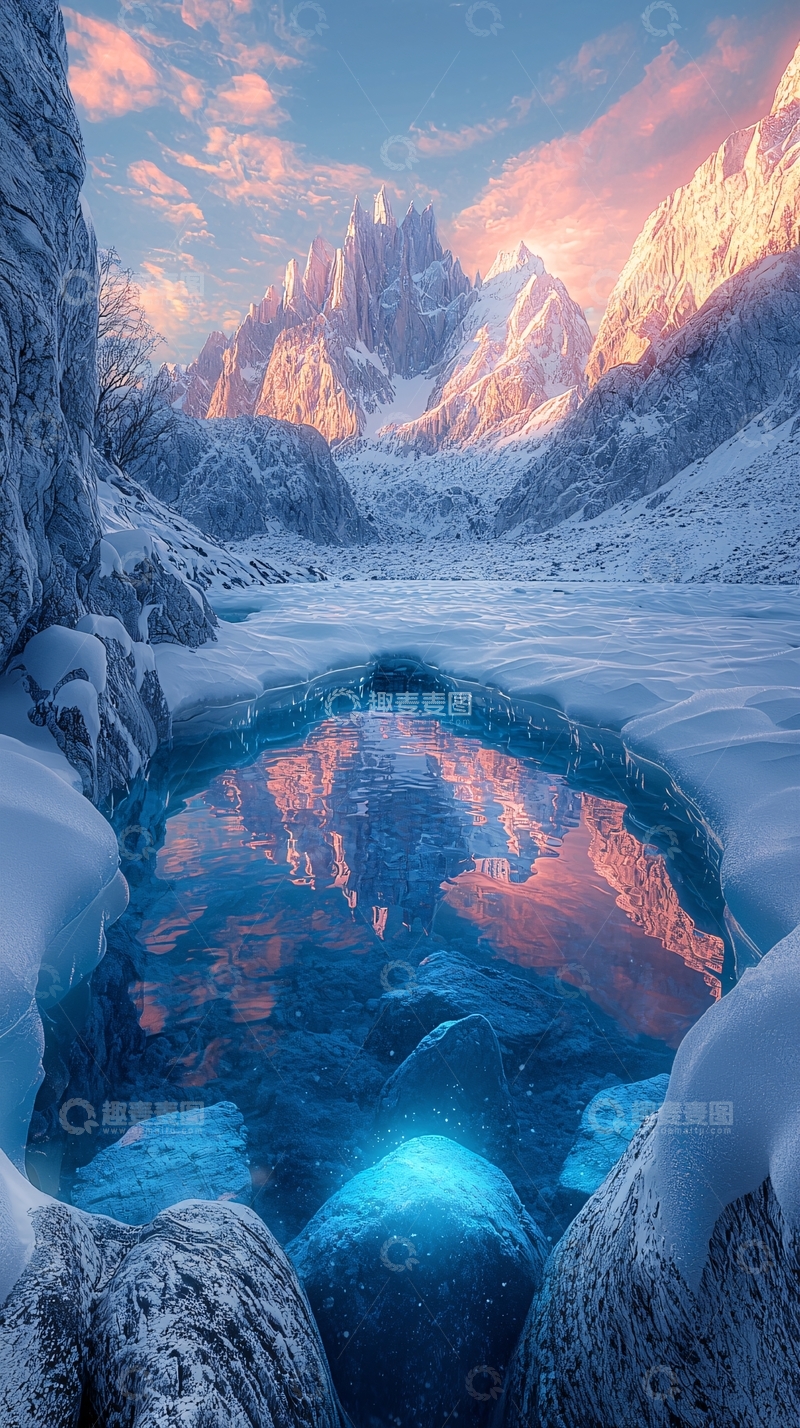 高清大图下载【趣麦麦图】冰雪山峰倒影