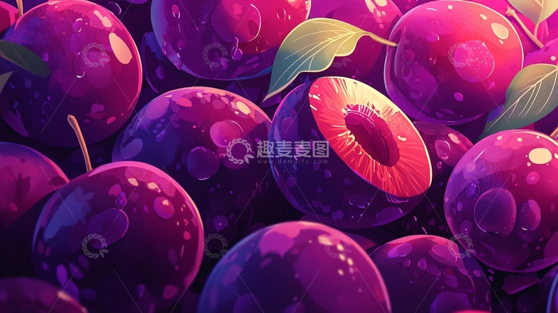 高清大图下载【趣麦麦图】紫色李子高清图片