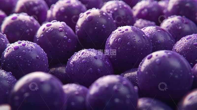 高清大图下载【趣麦麦图】紫色圆形水珠