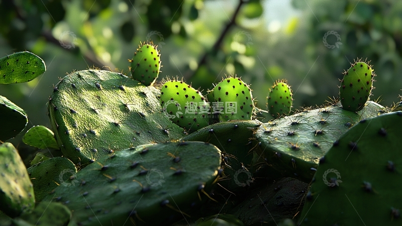 高清大图下载【趣麦麦图】绿叶仙人掌果实特写