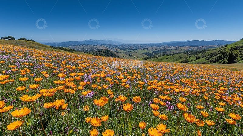 高清大图下载【趣麦麦图】金黄花海山峦景色