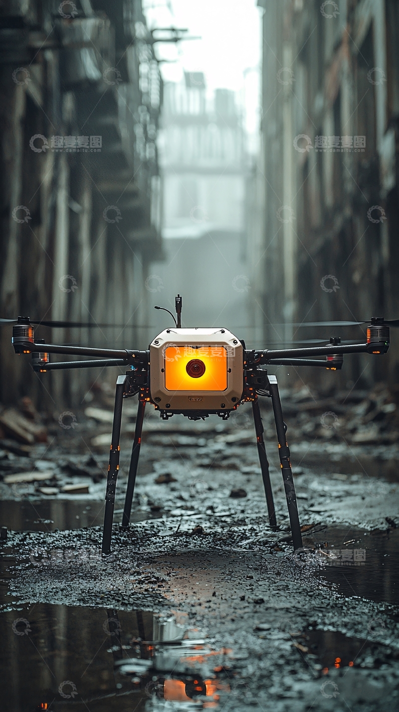 高清大图下载【趣麦麦图】废墟中无人机