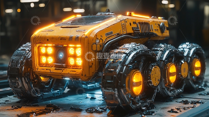 高清大图下载【趣麦麦图】未来感黄色越野车