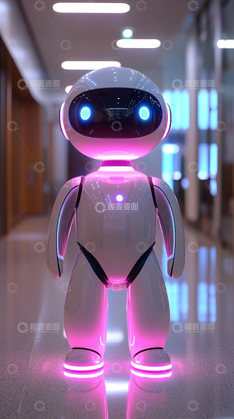 高清大图下载【趣麦麦图】可爱小白机器人