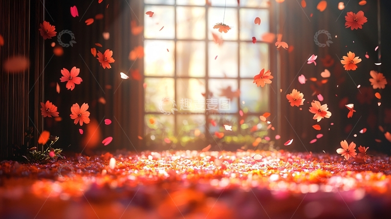 高清大图下载【趣麦麦图】光线透过窗洒下花瓣