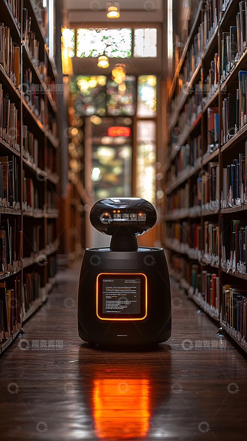 高清大图下载【趣麦麦图】图书馆机器人