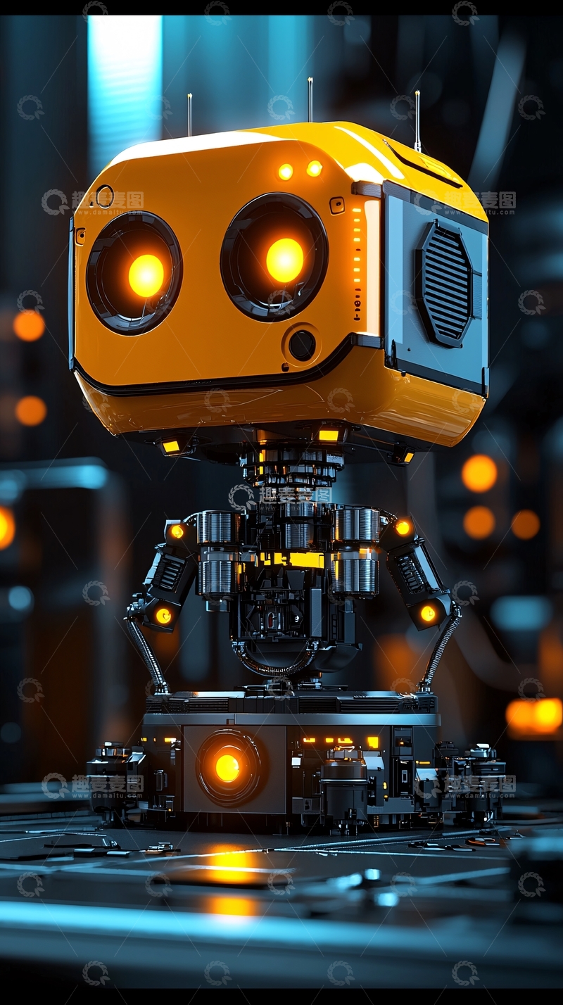 高清大图下载【趣麦麦图】可爱黄色小机器人