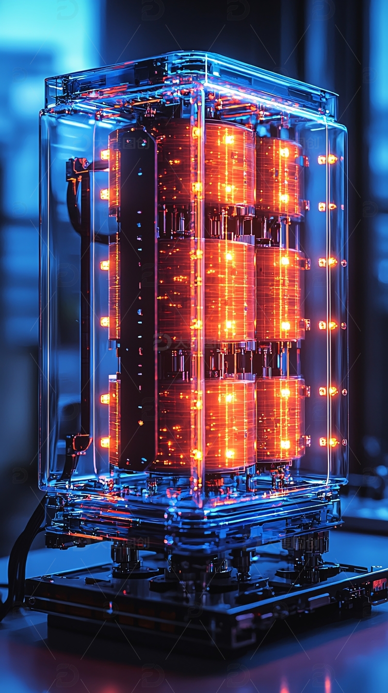 高清大图下载【趣麦麦图】透明立方体量子计算机