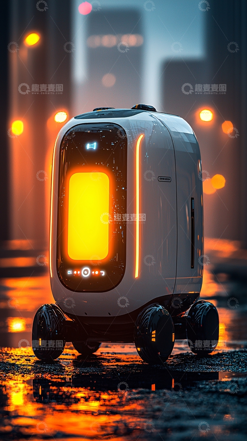 高清大图下载【趣麦麦图】未来派送货机器人