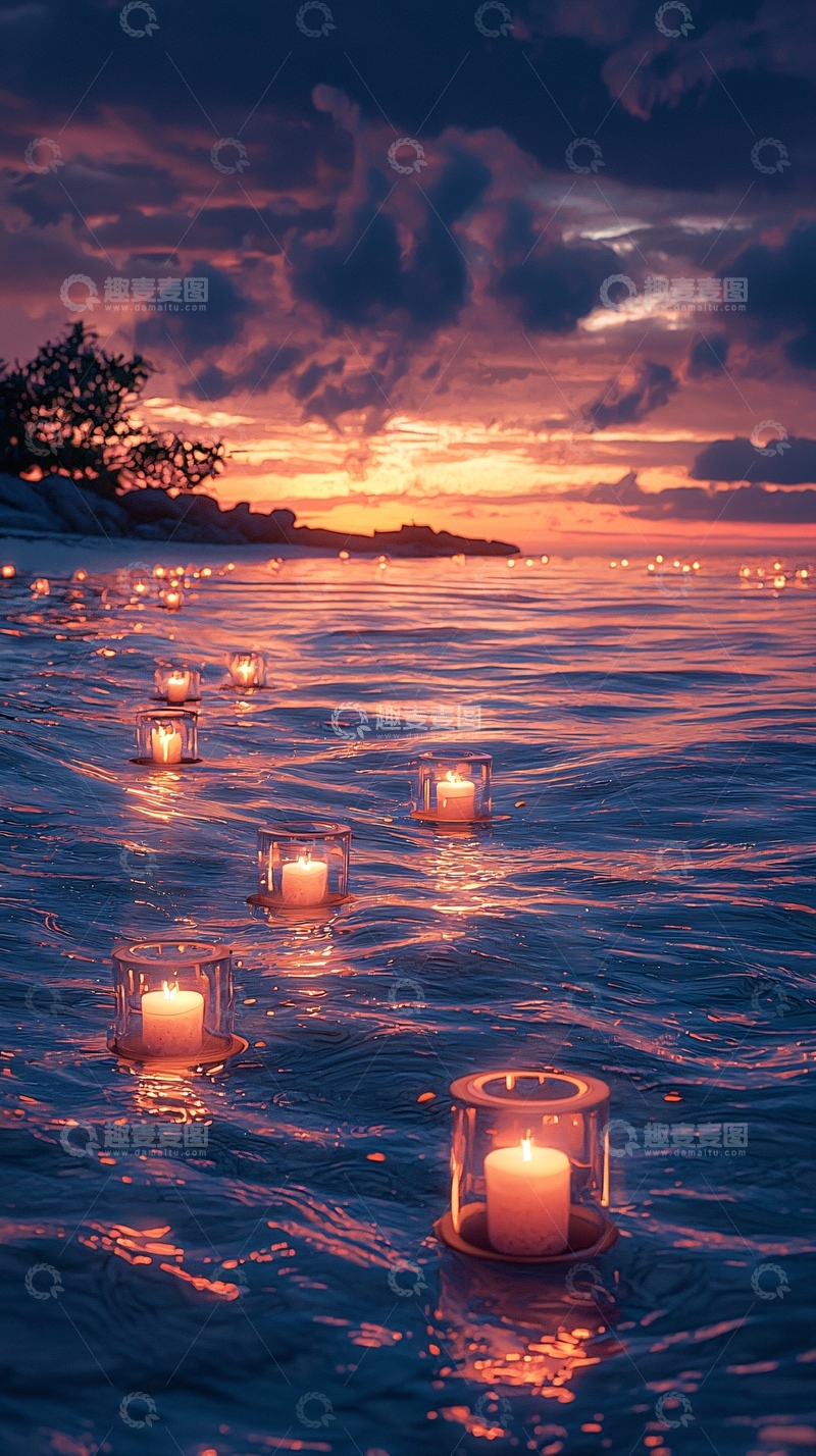 高清大图下载【趣麦麦图】海边蜡烛