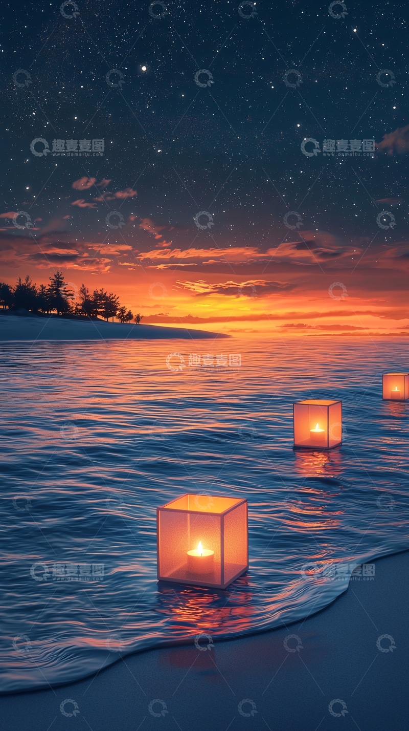 高清大图下载【趣麦麦图】海边夜景