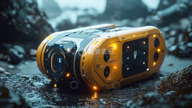 高清大图下载【趣麦麦图】海岸边黄色科技设备