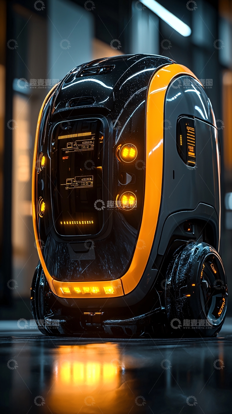 高清大图下载【趣麦麦图】未来感十足的黑色橙色机器人