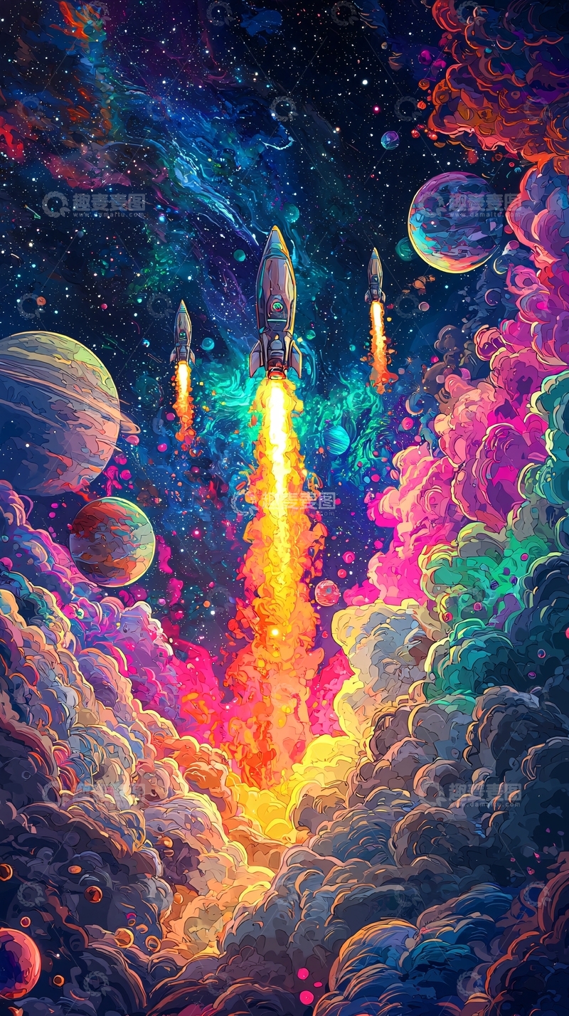 高清大图下载【趣麦麦图】宇宙飞船发射