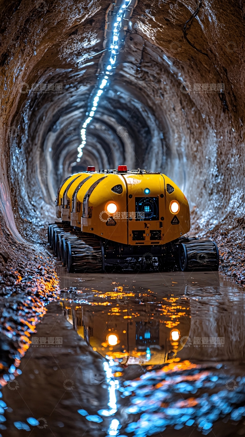 高清大图下载【趣麦麦图】隧道内黄色机器人