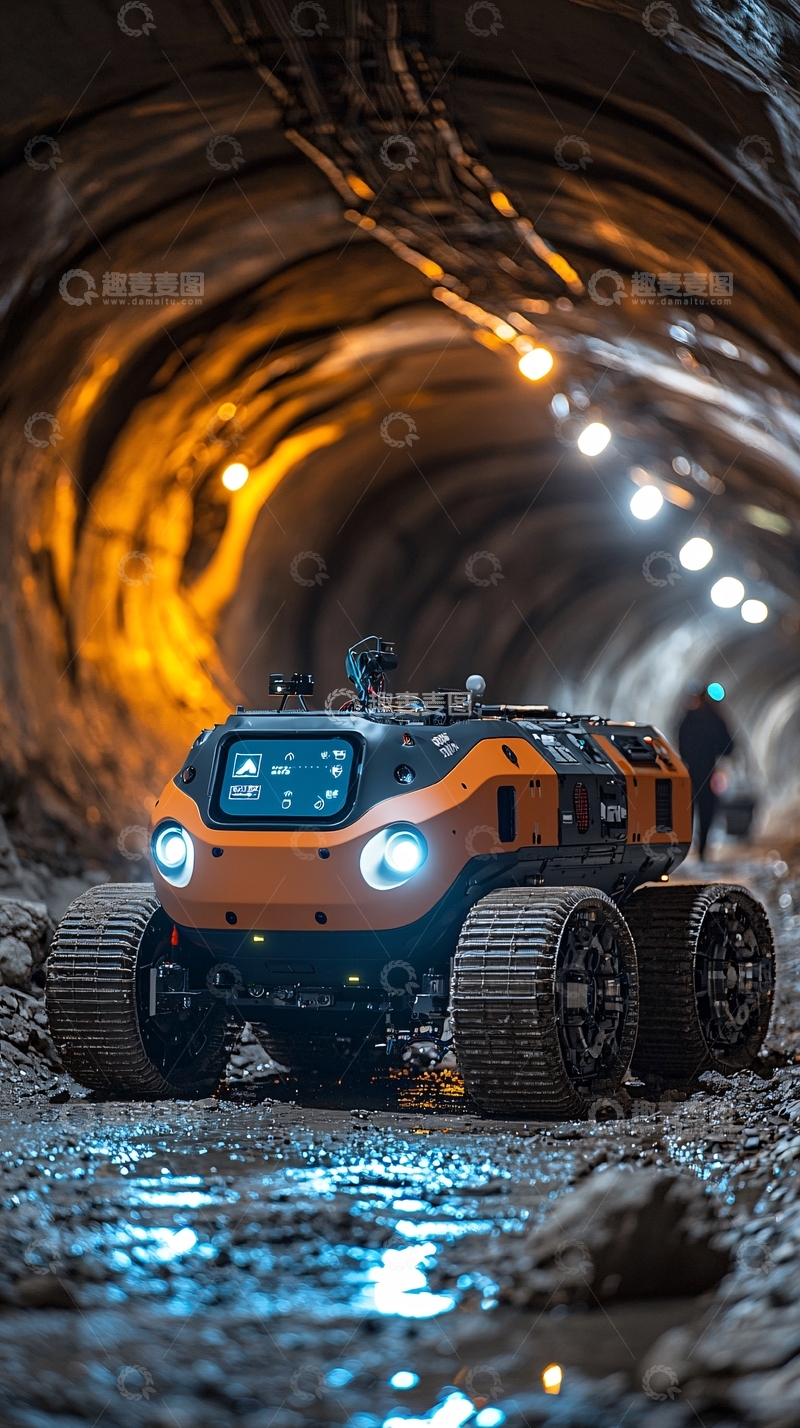 高清大图下载【趣麦麦图】矿山机器人隧道作业