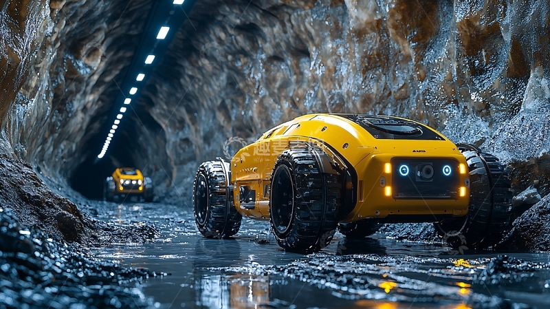 高清大图下载【趣麦麦图】黄色矿山探测车